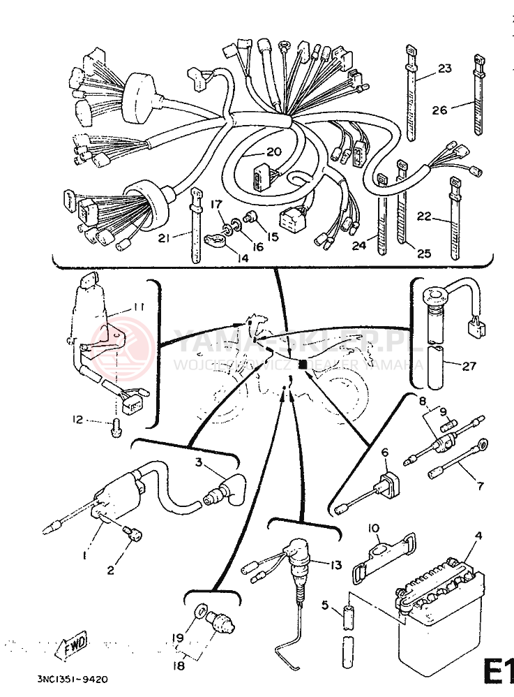 Schemat "układ elektryczny" do Yamaha DT125R