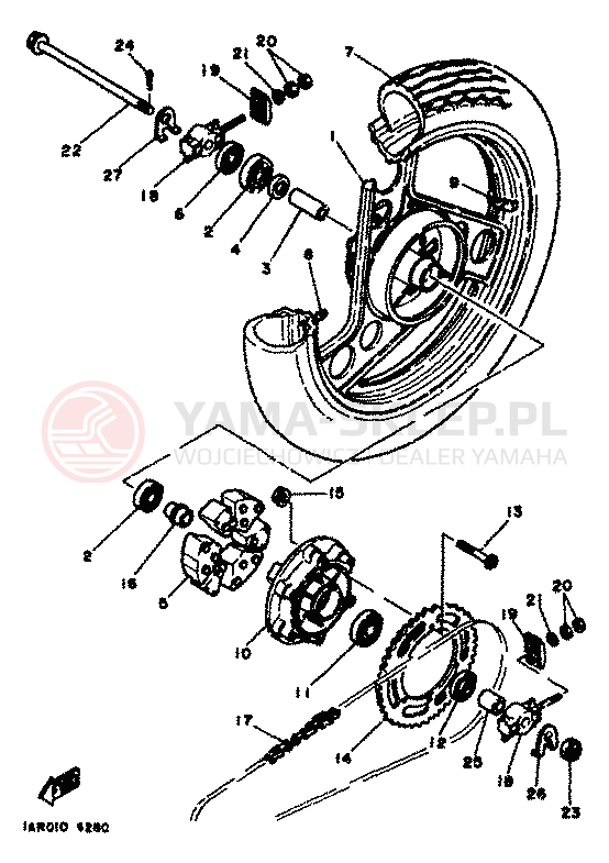 Schemat "Koło tył" do Yamaha RD350LC