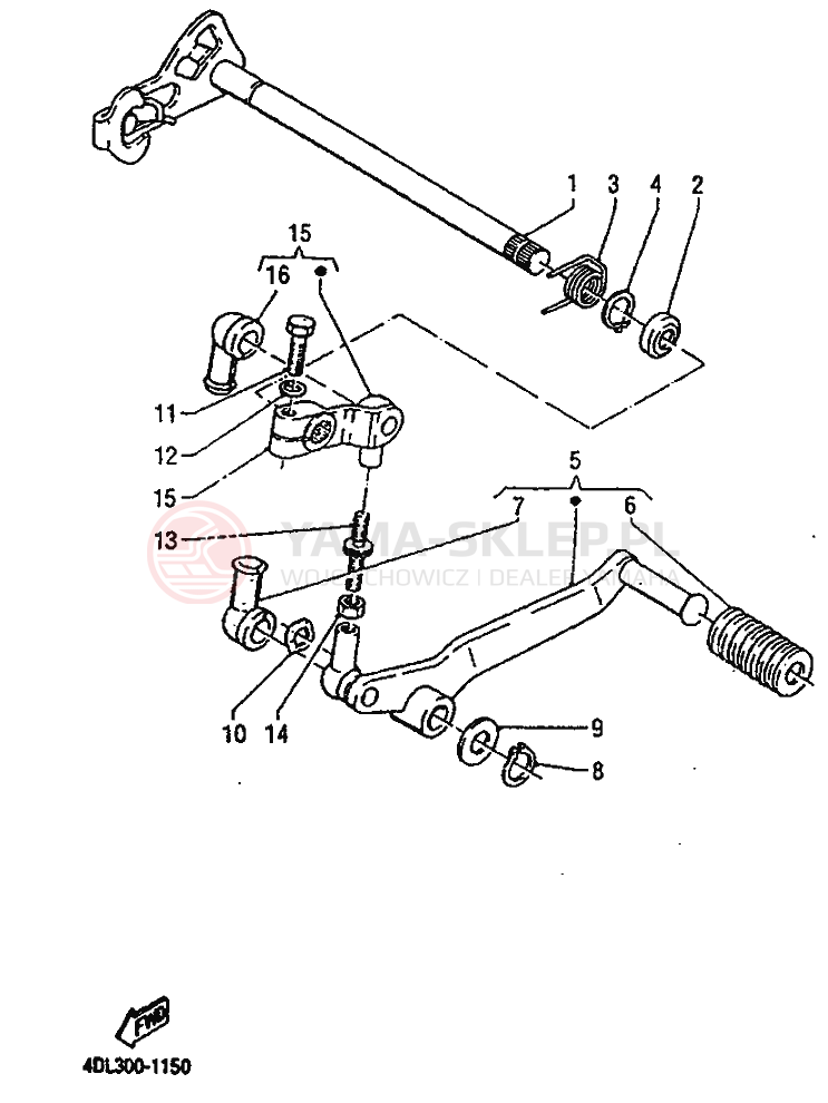 Schemat "Dźwignia zmiany biegów, wałek" do Yamaha TZR125