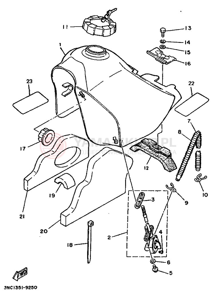 Schemat "zbiornik paliwa" do Yamaha DT125R