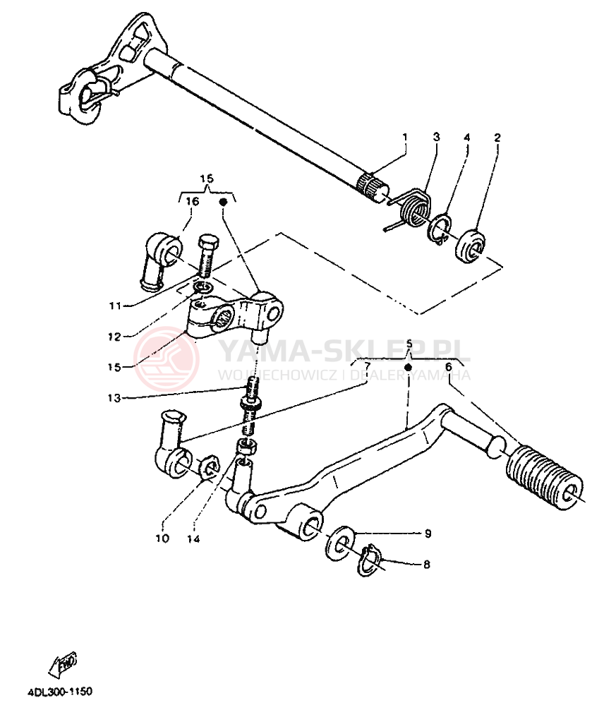 Schemat "Dźwignia zmiany biegów, wałek" do Yamaha TZR125