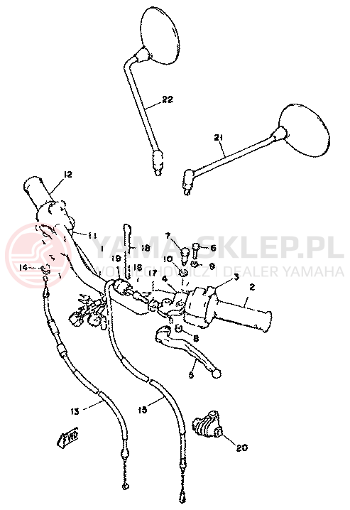 Schemat "kierownica i osprzęt" do Yamaha XS250