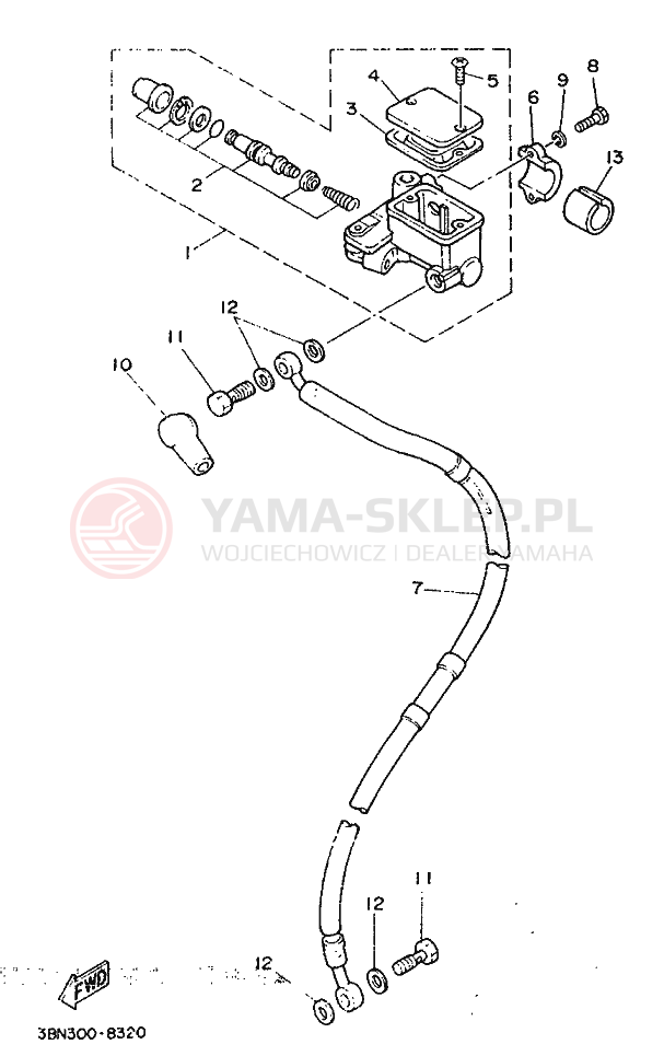 Schemat "Pompa hamulcowa przednia" do Yamaha DT125R