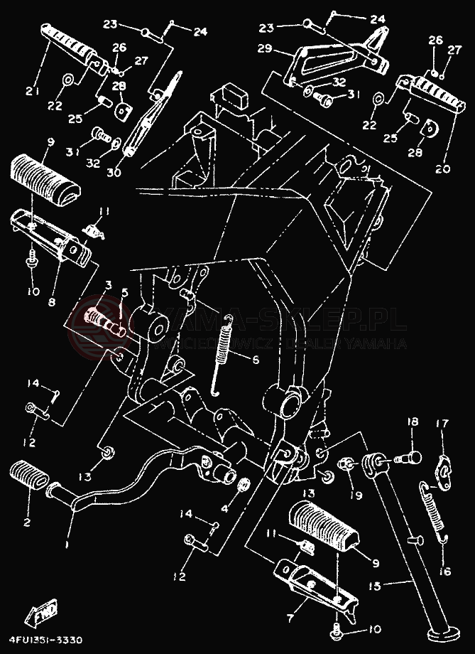 Schemat "Stopka postojowa i podnóżki" do Yamaha TDR125