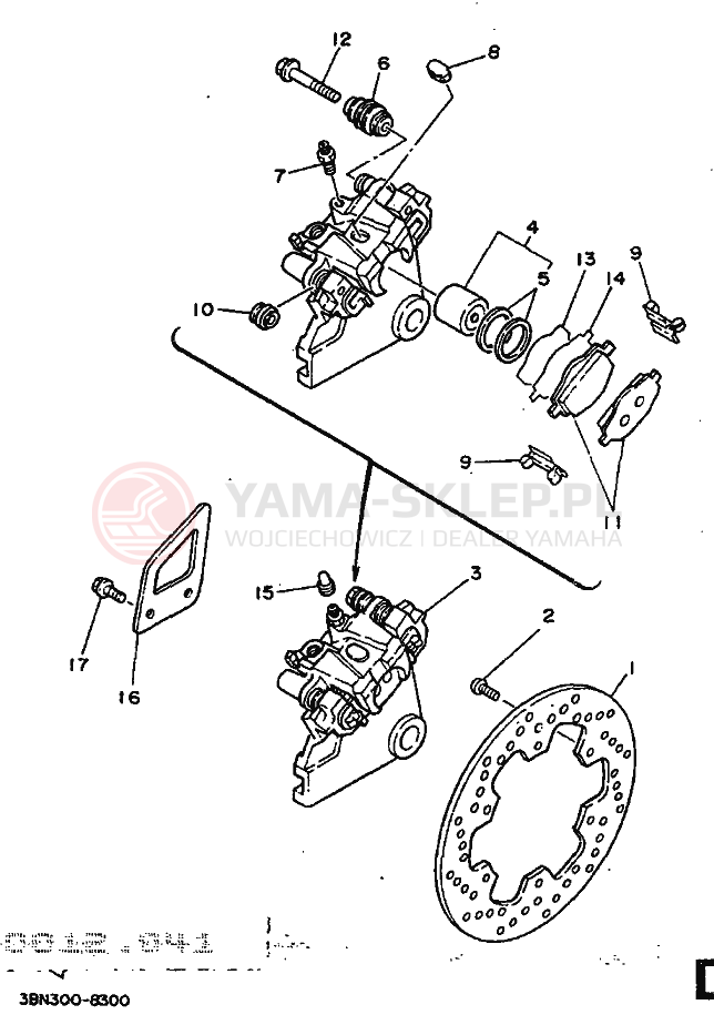 Schemat "Zacisk hamulcowy tylny" do Yamaha DT125R