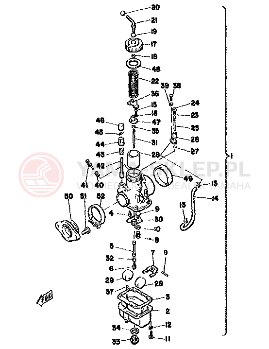 Schemat "Gaźnik" do Yamaha TZ350F