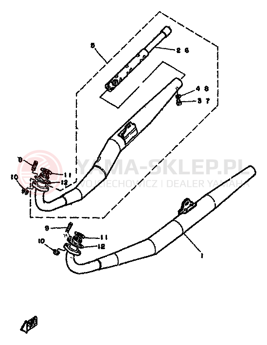 Schemat "Wydech końcowy" do Yamaha RD250LC