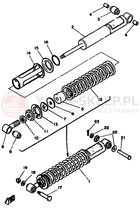 Schemat "zawieszenie tył" do Yamaha XT250