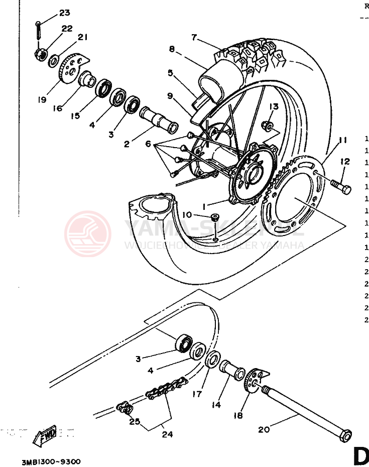 Schemat "Koło tył" do Yamaha DT125R