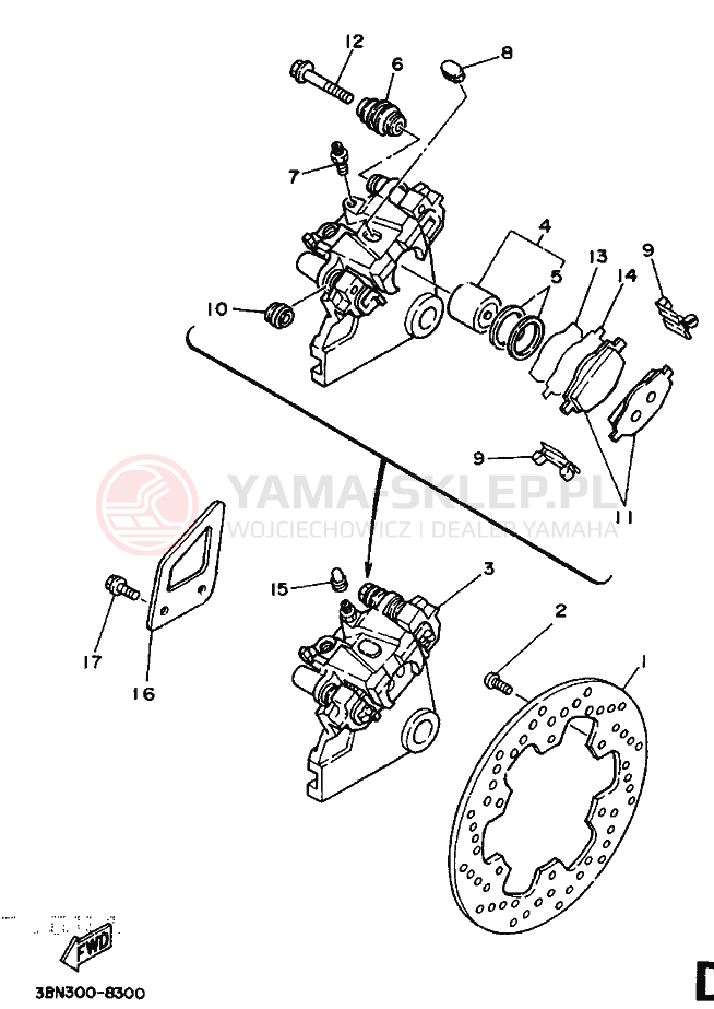 Schemat "Koło tył" do Yamaha DT125R