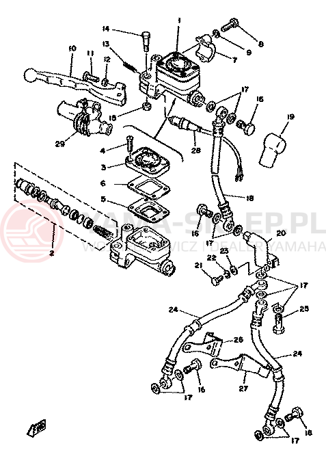 Schemat "Pompa hamulcowa przednia" do Yamaha XS750