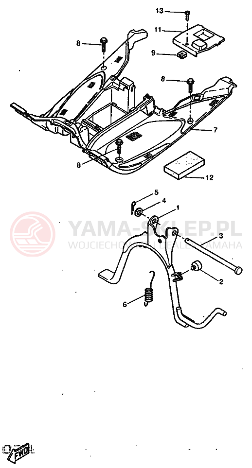 Schemat "Stopka postojowa i podnóżki" do Yamaha YQ50