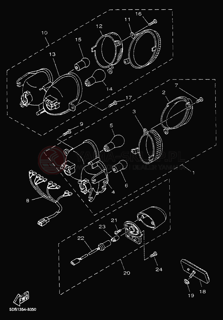Schemat "Oświetlenie tył" do Yamaha MAJESTY