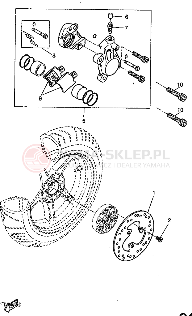 Schemat "Zacisk hamulcowy tylny" do Yamaha YQ50