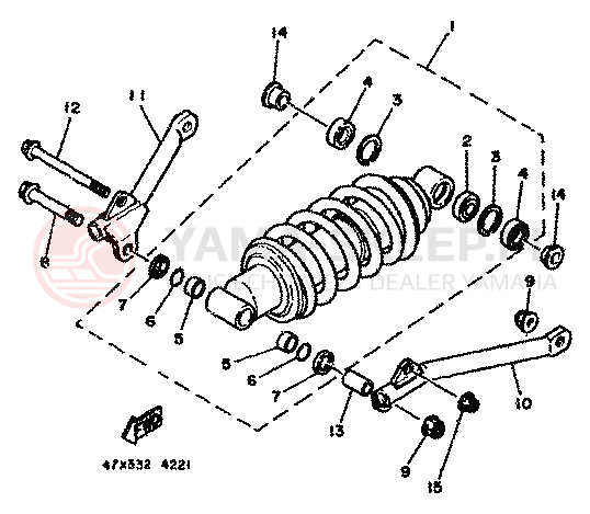Schemat "zawieszenie tył" do Yamaha RD500LC