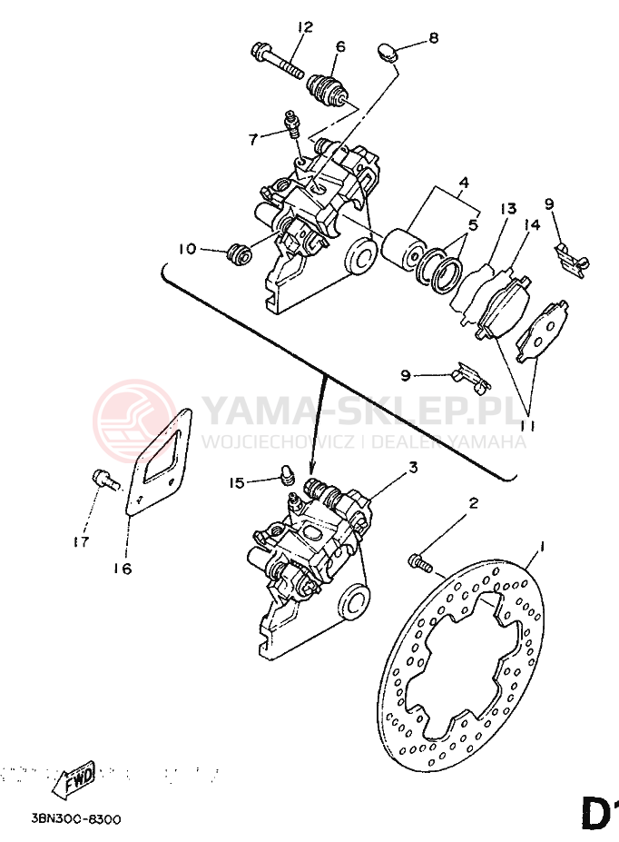 Schemat "Koło tył" do Yamaha DT125R