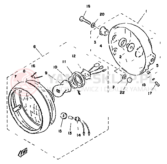 Schemat "Lampa przód" do Yamaha XS400