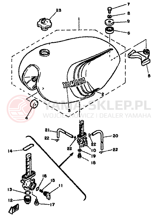 Schemat "zbiornik paliwa" do Yamaha RD350LC