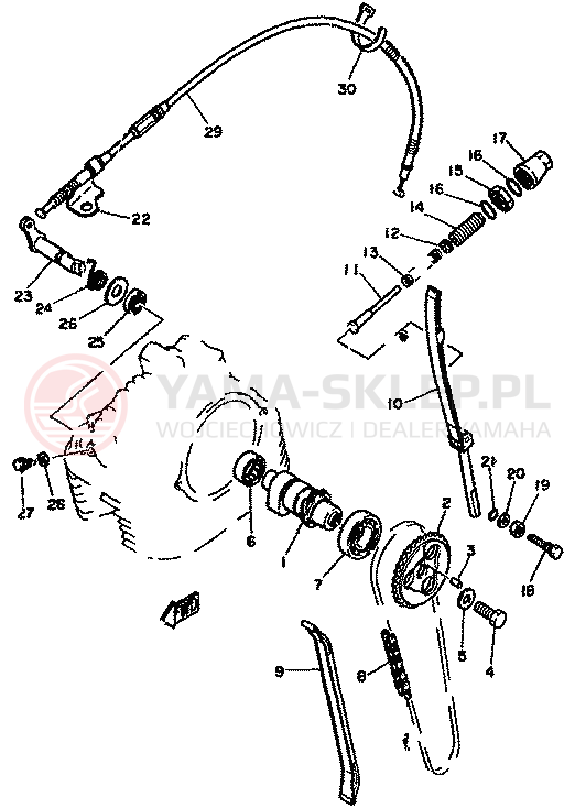 Schemat "Rozrząd - łańcuszek" do Yamaha XT250