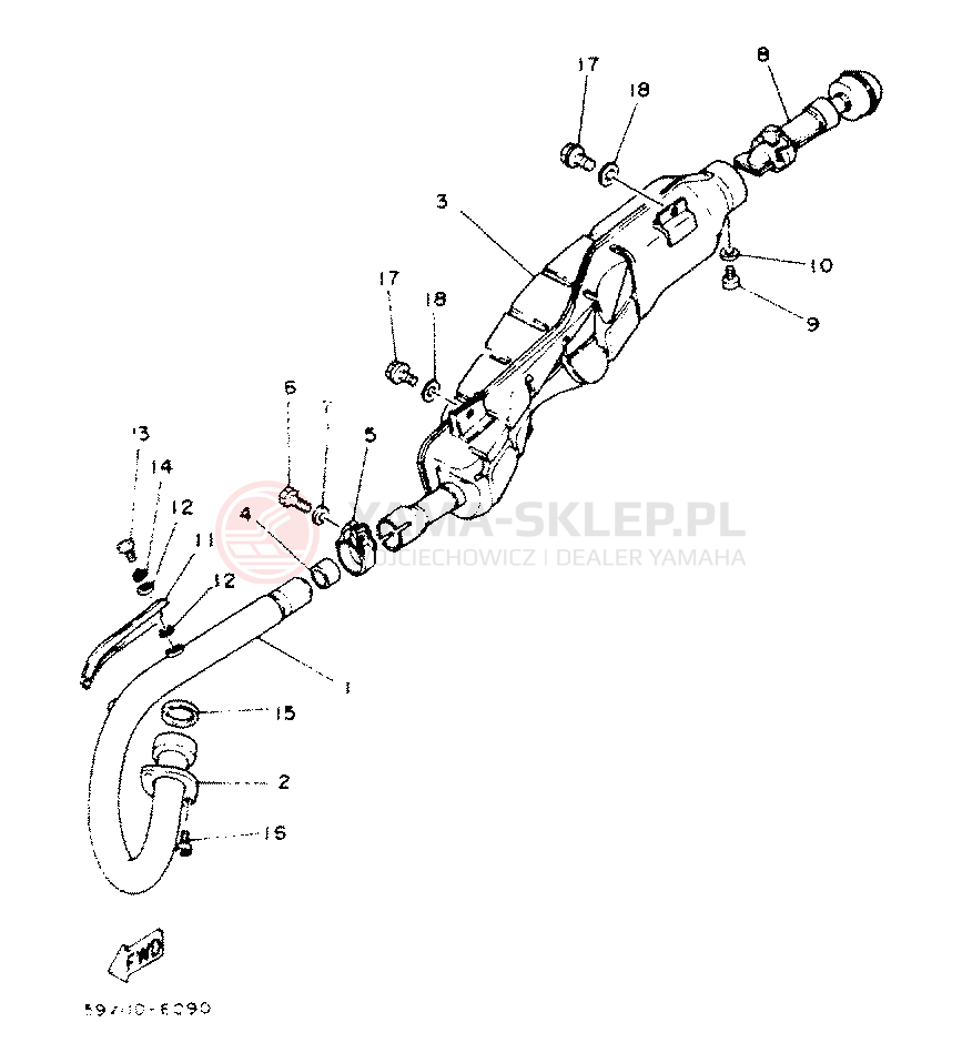 Schemat "Wydech końcowy" do Yamaha YFM225N