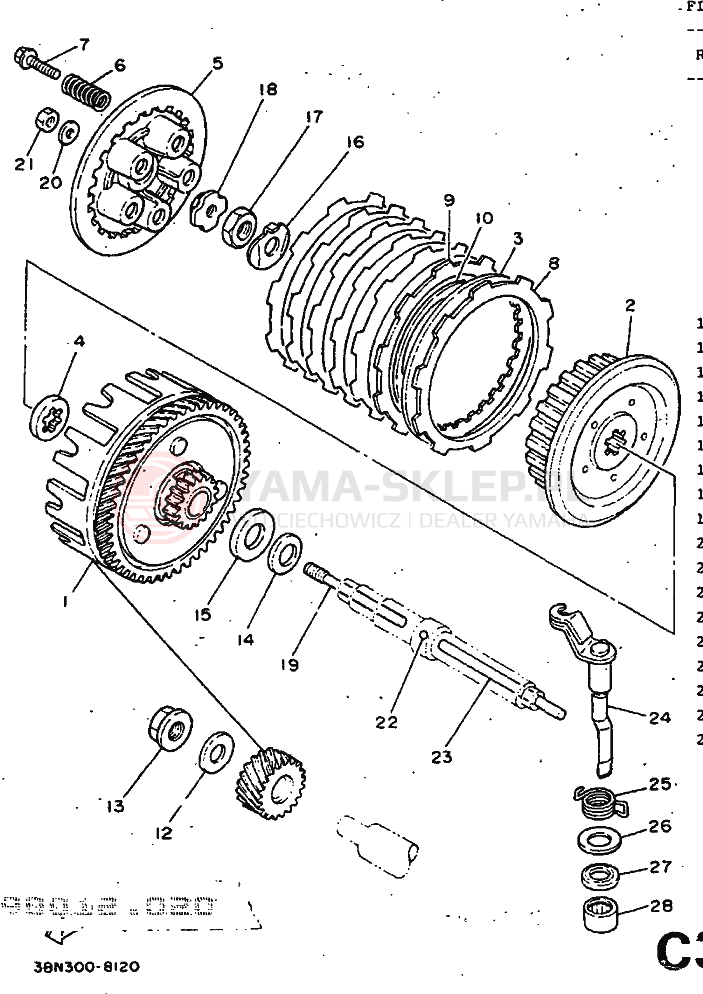 Schemat "sprzęgło" do Yamaha DT125R