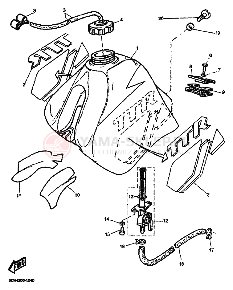 Schemat "zbiornik paliwa" do Yamaha TT600R