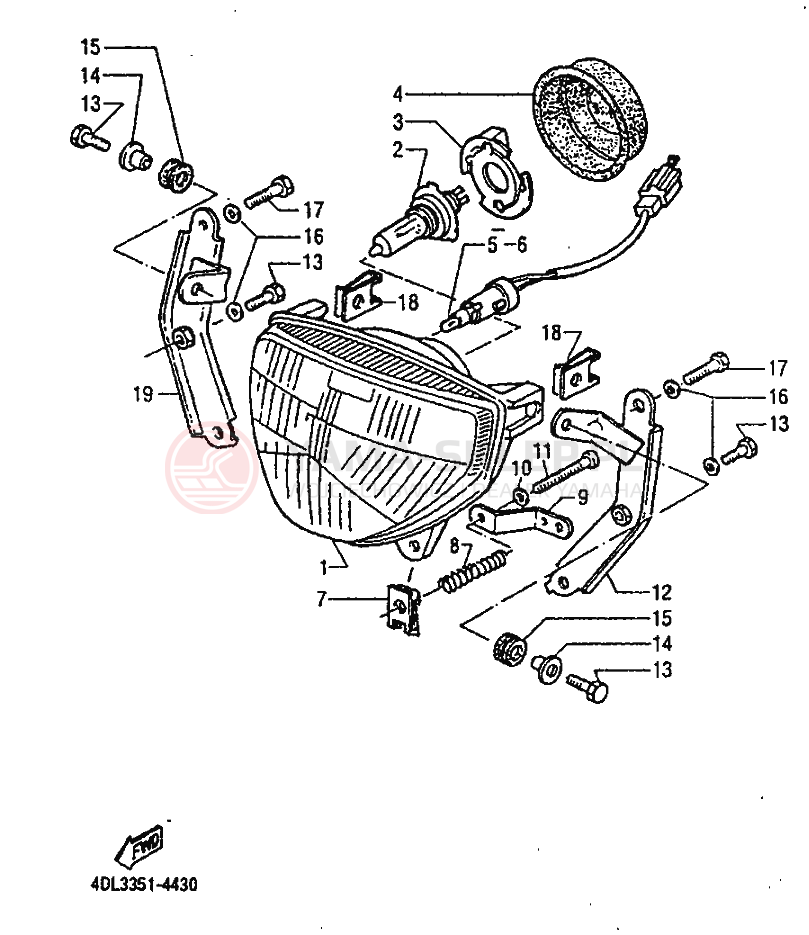 Schemat "Lampa przód" do Yamaha TZR125