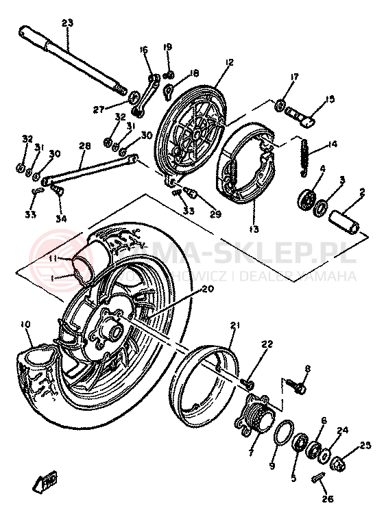 Schemat "Koło tył" do Yamaha XJ650