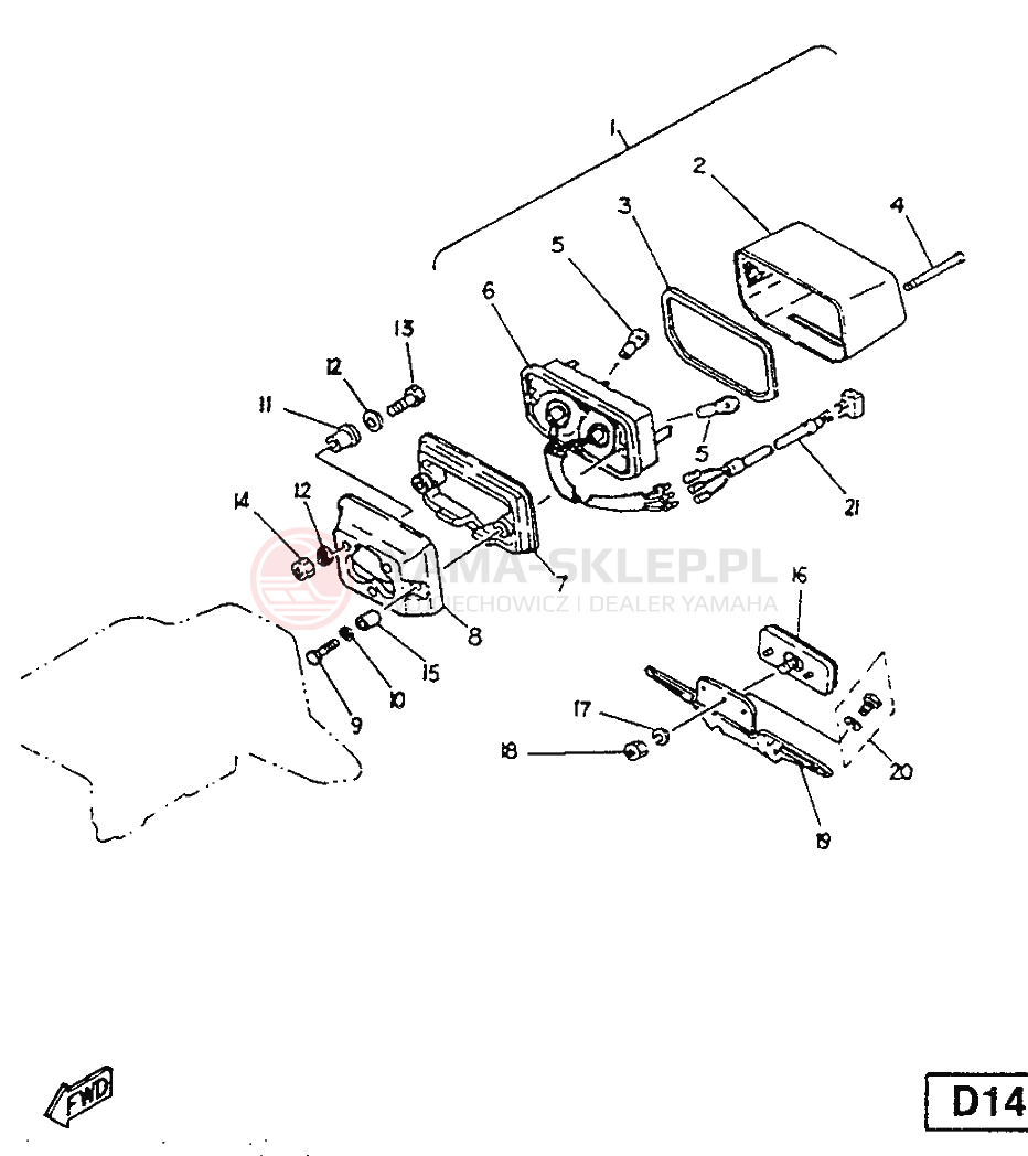 Schemat "Oświetlenie tył" do Yamaha SR125