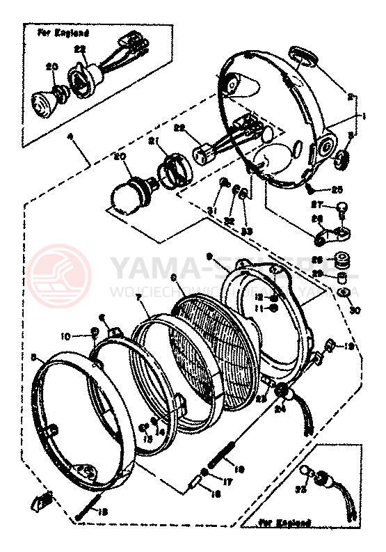 Schemat "Lampa przód" do Yamaha XS500