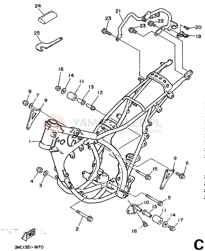 Schemat "rama" do Yamaha DT125R