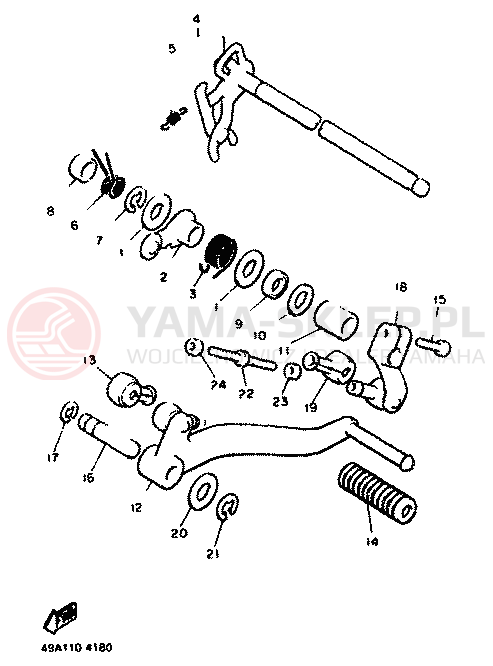 Schemat "Dźwignia zmiany biegów, wałek" do Yamaha XJ600