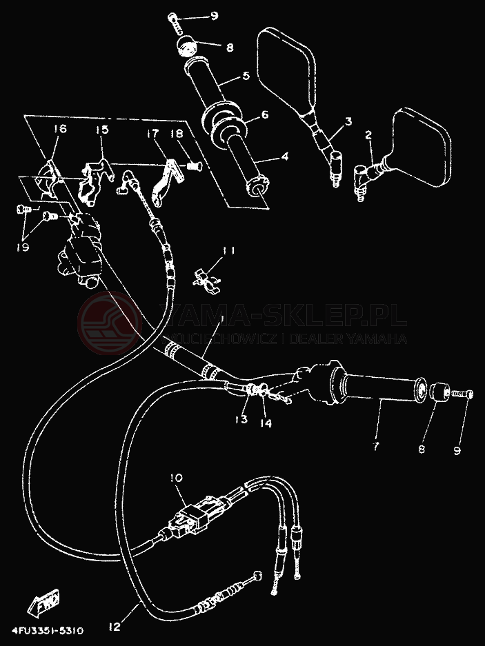 Schemat "Kierownica i osprzęt" do Yamaha TDR125