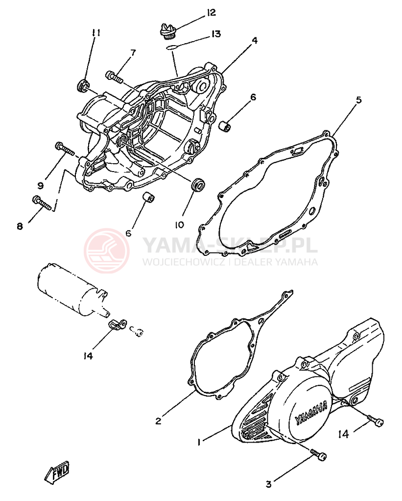 Schemat "Pokrywa silnika" do Yamaha SR250SP