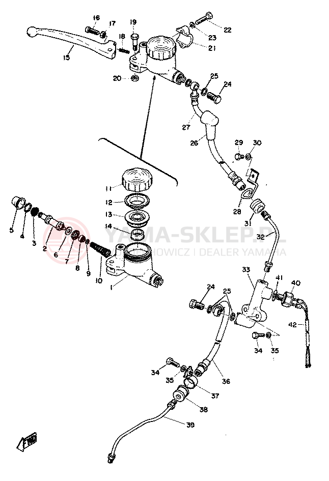 Schemat "Pompa hamulcowa przednia" do Yamaha RD350