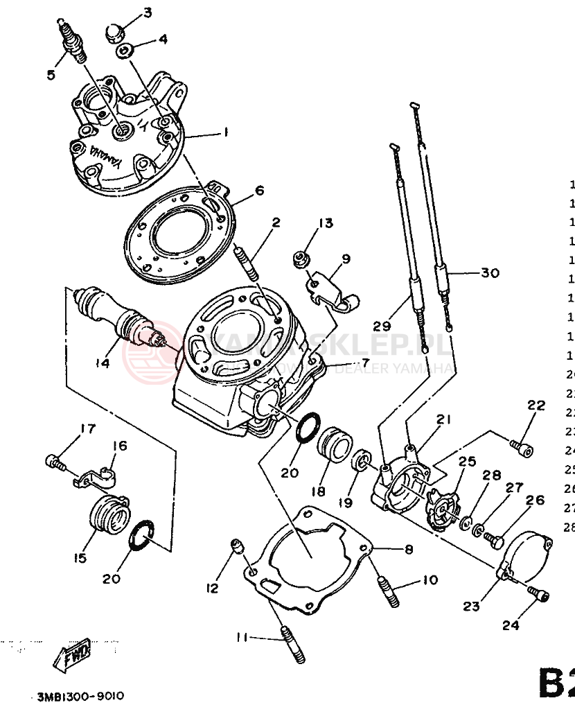 Schemat "cylinder" do Yamaha DT125R
