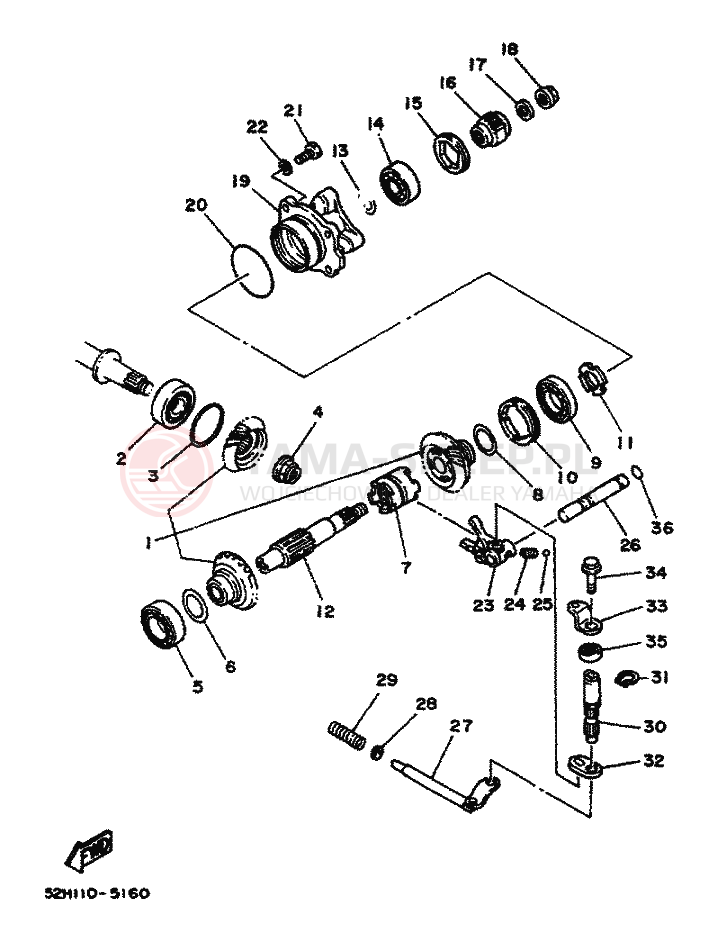 Schemat "Przeniesienie napędu" do Yamaha YFM200