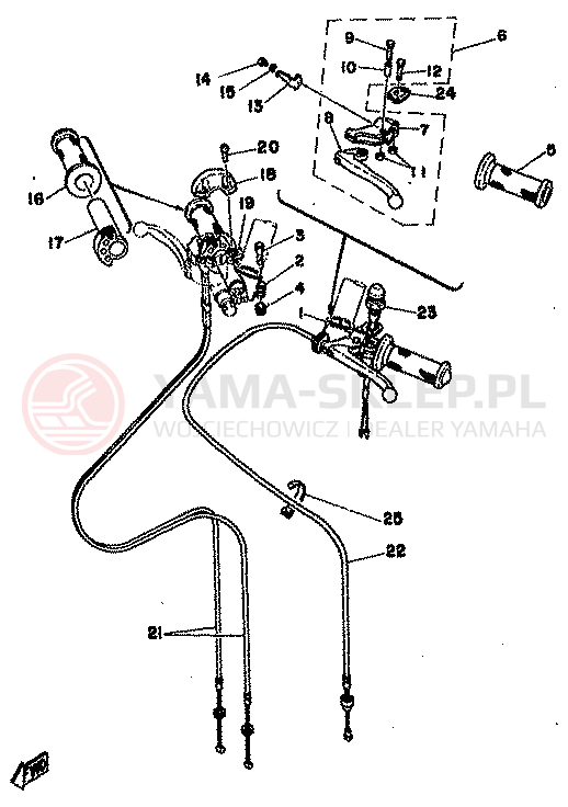 Schemat "kierownica i osprzęt" do Yamaha TZ350F