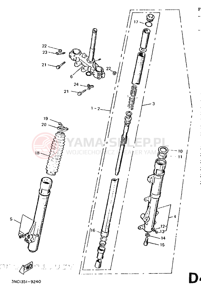 Schemat "Widelec" do Yamaha DT125R