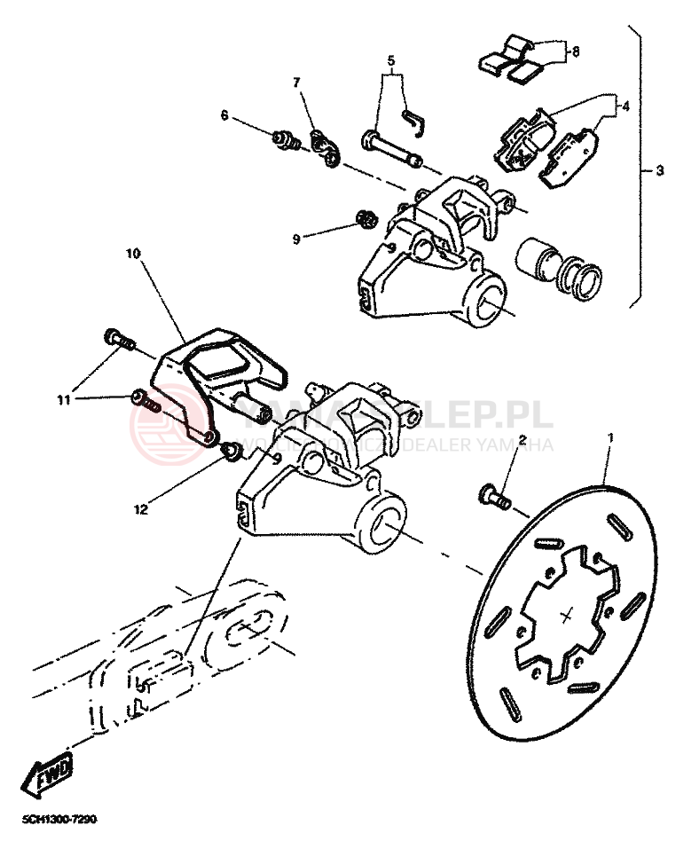 Schemat "Zacisk hamulcowy tylny" do Yamaha TT600R