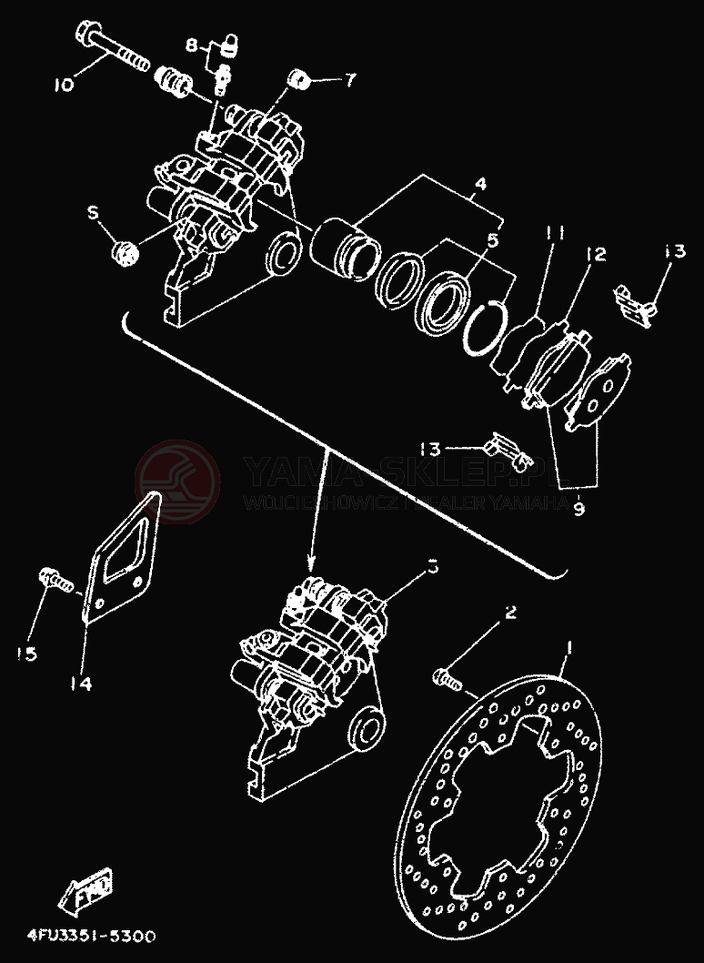 Schemat "Zacisk hamulcowy tylny" do Yamaha TDR125
