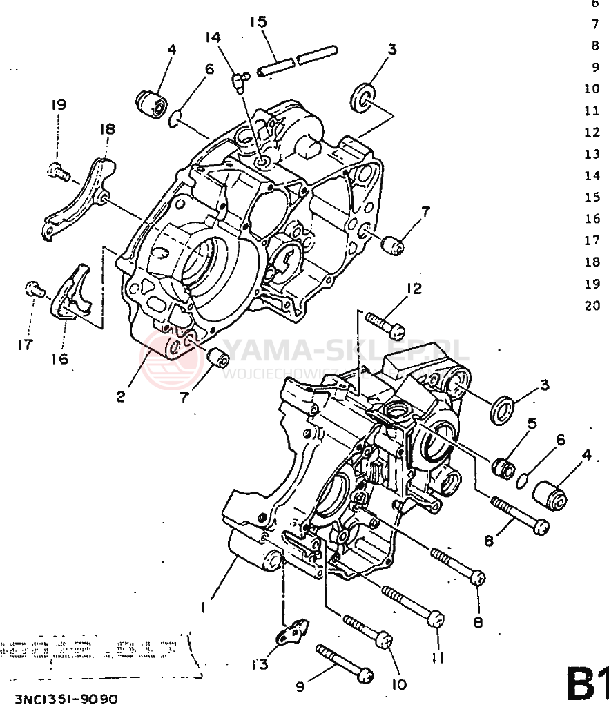 Schemat "Obudowa silnika" do Yamaha DT125R