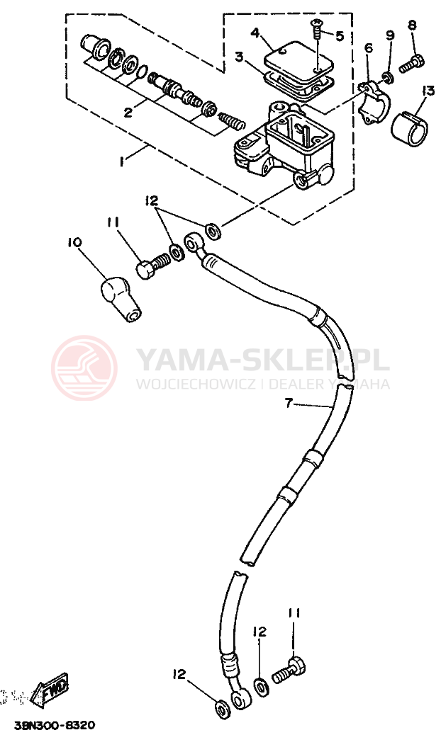 Schemat "Pompa hamulcowa przednia" do Yamaha DT125R