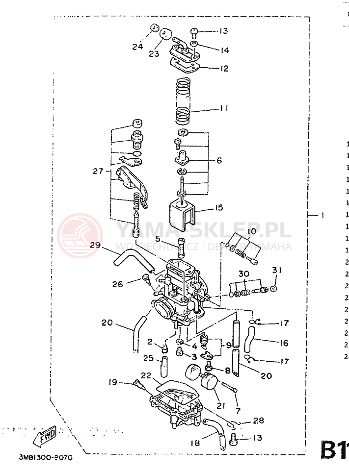 Schemat "Gaźnik" do Yamaha DT125R