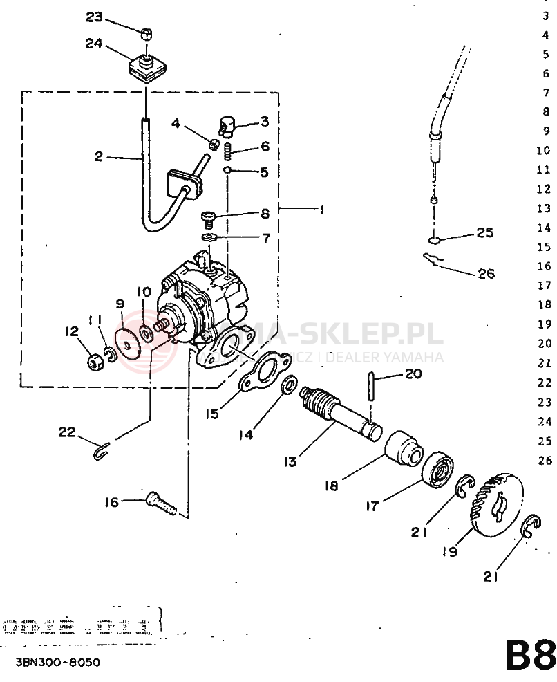 Schemat "Pompa olejowa" do Yamaha DT125R