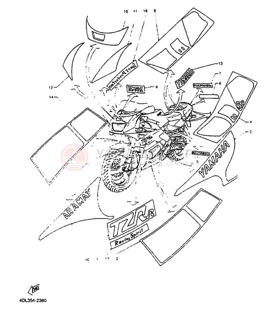 Schemat "naklejki" do Yamaha TZR125