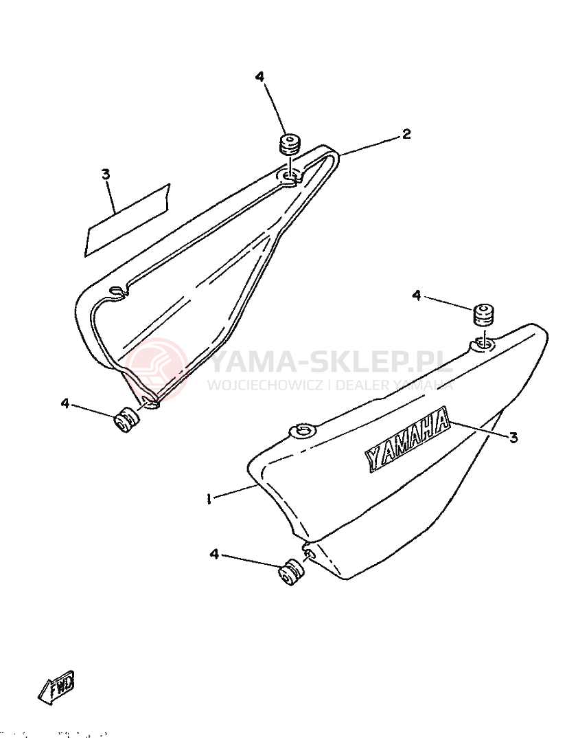 Schemat "Pokrywa boczna" do Yamaha DT125-MX