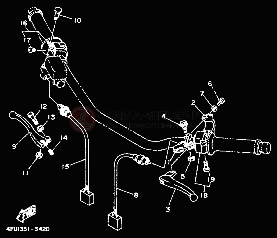 Schemat "Kierownica i osprzęt" do Yamaha TDR125