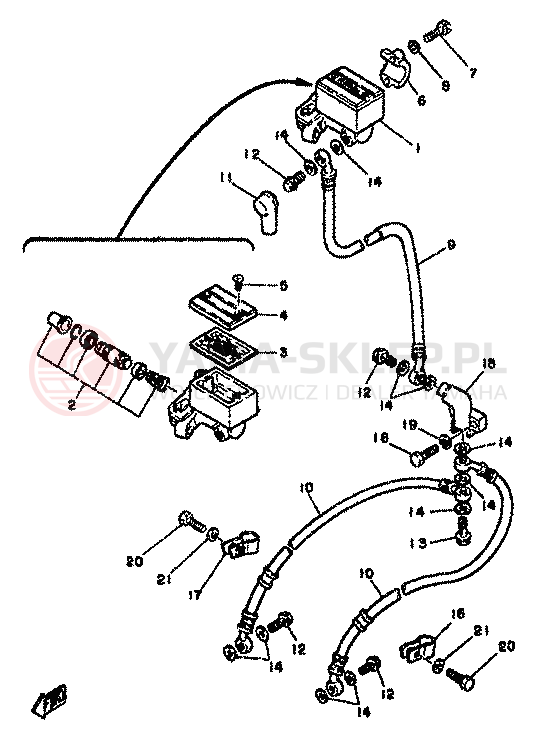 Schemat "Pompa hamulcowa przednia" do Yamaha RD350LC