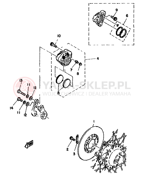 Schemat "Zacisk hamulcowy tylny" do Yamaha TZ350F